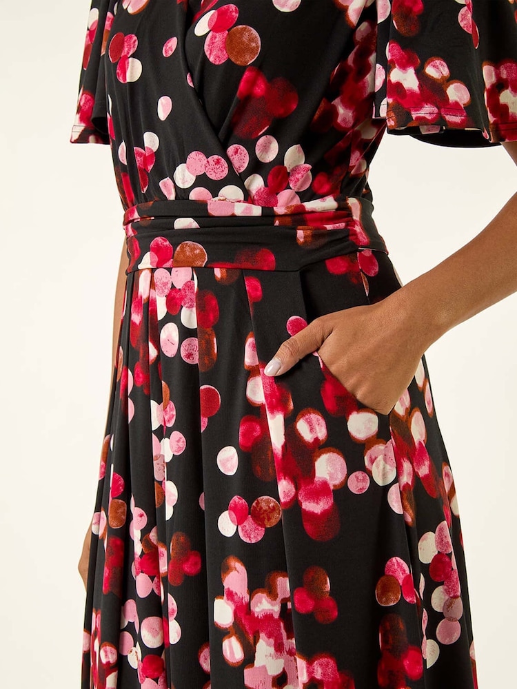 Roman Red Spot Print Wrap Midi Dress - Image 5 of 5