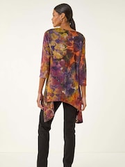 Roman Brown Textured Print Hanky Hem Blouse - Image 3 of 5