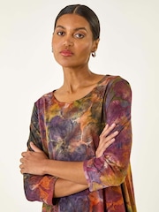 Roman Brown Textured Print Hanky Hem Blouse - Image 4 of 5