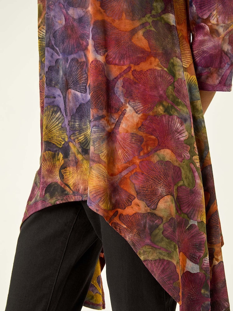 Roman Brown Textured Print Hanky Hem Blouse - Image 5 of 5