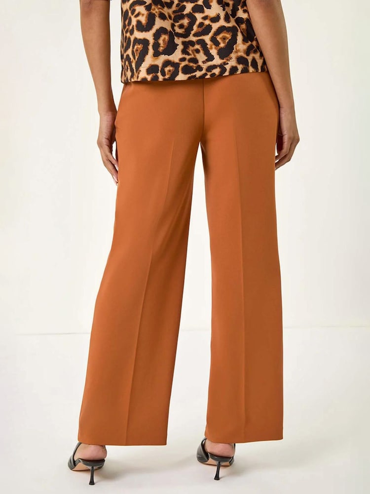 Roman Orange Short Wide Leg Stretch Trousers - Image 2 of 5 Roman Orange Short Wide Leg Stretch Trousers - Image 2 of 5