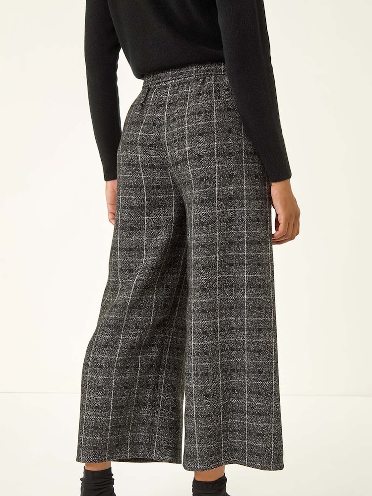 Roman Charcoal Belted Check Culotte Trousers - Image 2 of 5 Roman Charcoal Belted Check Culotte Trousers - Image 2 of 5