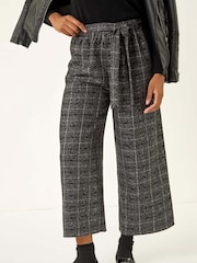 Roman Charcoal Belted Check Culotte Trousers - Image 3 of 5