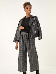 Roman Charcoal Belted Check Culotte Trousers - Image 4 of 5
