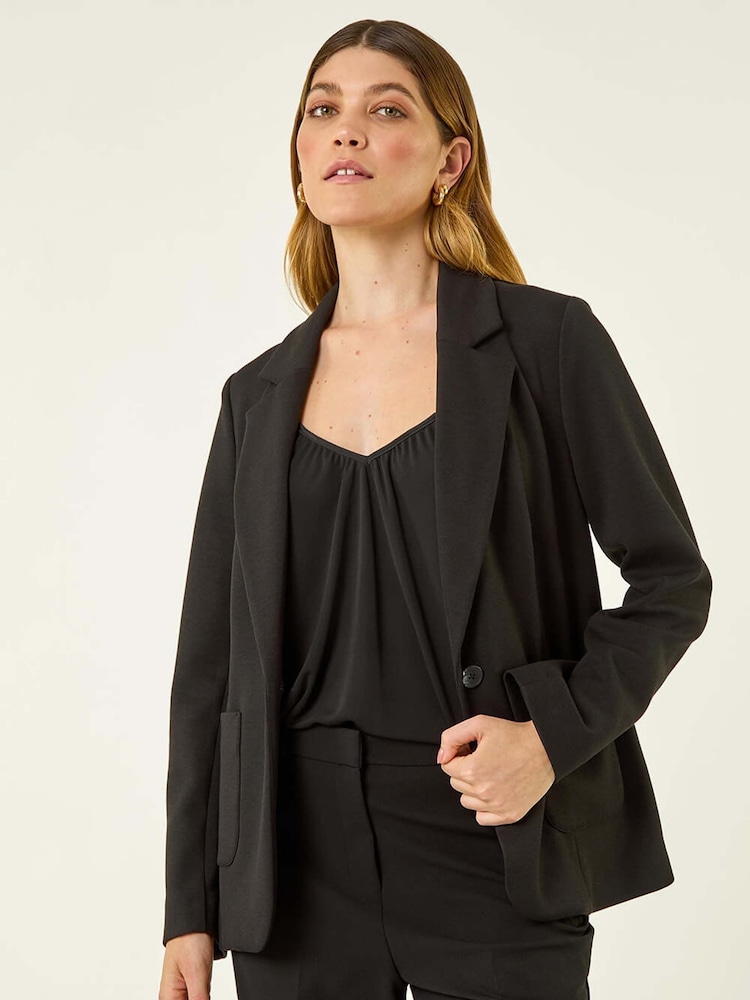 Roman Black Single Breasted Stretch Blazer - Image 1 of 5