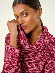 Roman Red Chenille Cowl Neck Tunic Top - Image 2 of 5