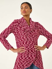 Roman Red Chenille Cowl Neck Tunic Top - Image 4 of 5