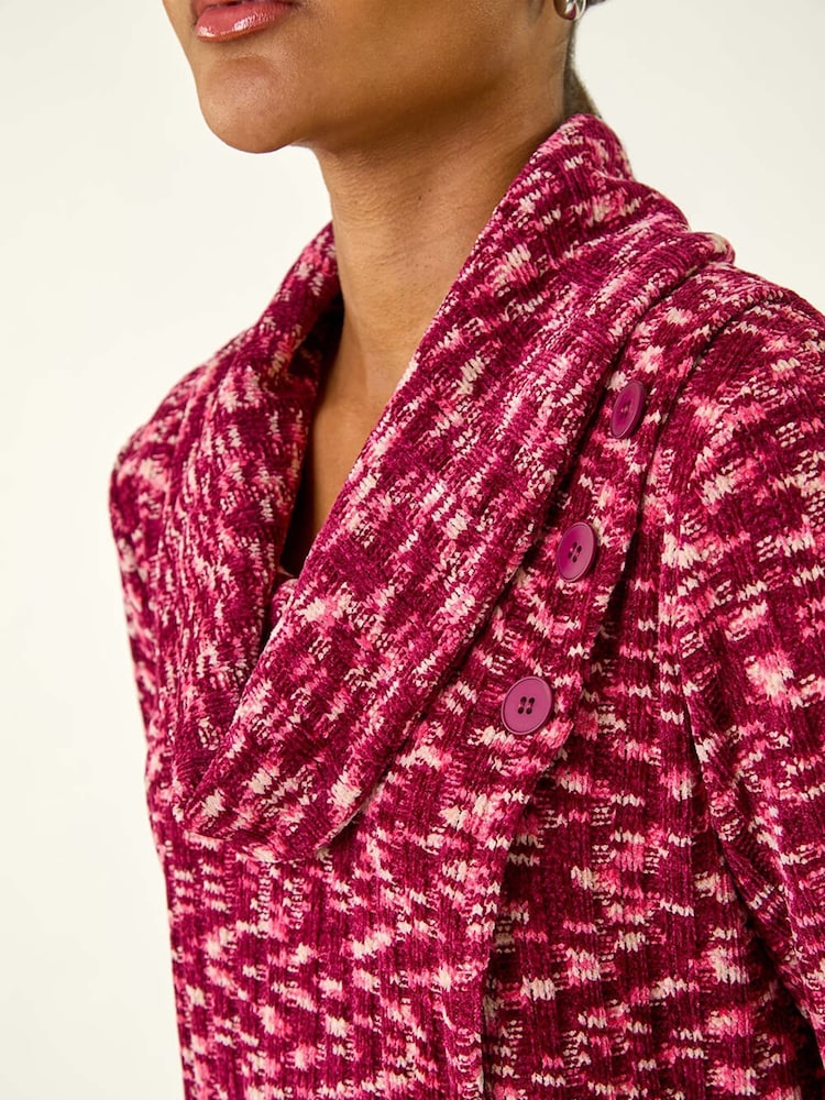 Roman Red Chenille Cowl Neck Tunic Top - Image 5 of 5 Roman Red Chenille Cowl Neck Tunic Top - Image 5 of 5