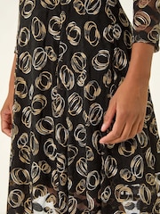 Roman Black Geo Print Lace Stretch Dress - Image 5 of 5
