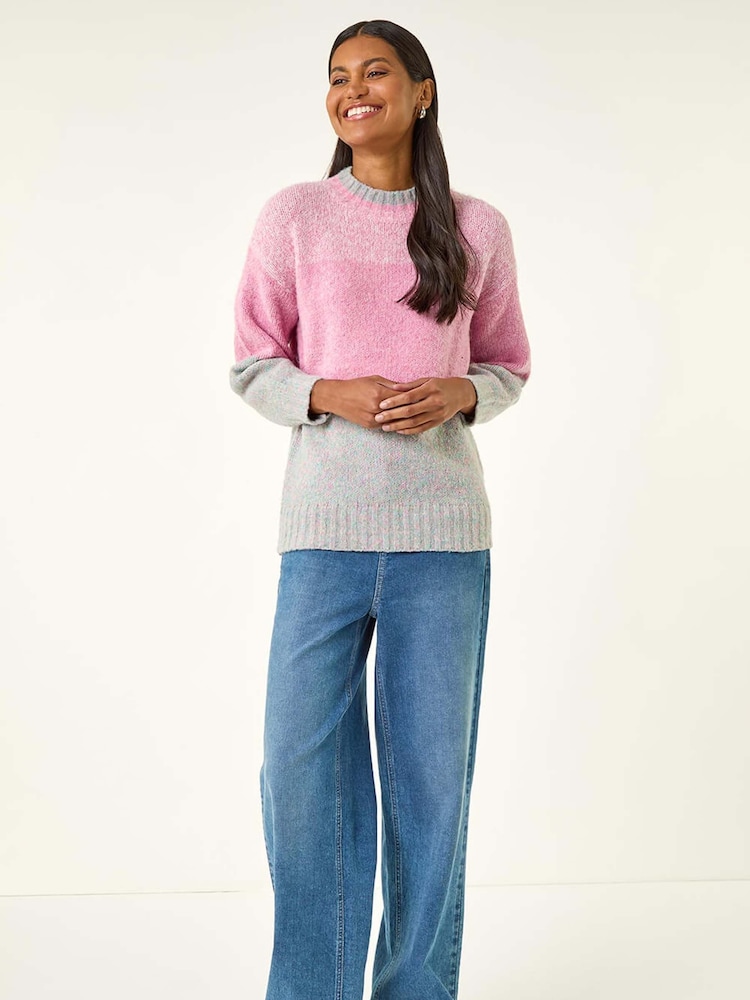 Roman Pink Colour Block Knit Jumper - Image 1 of 5