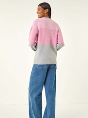 Roman Pink Colour Block Knit Jumper - Image 2 of 5