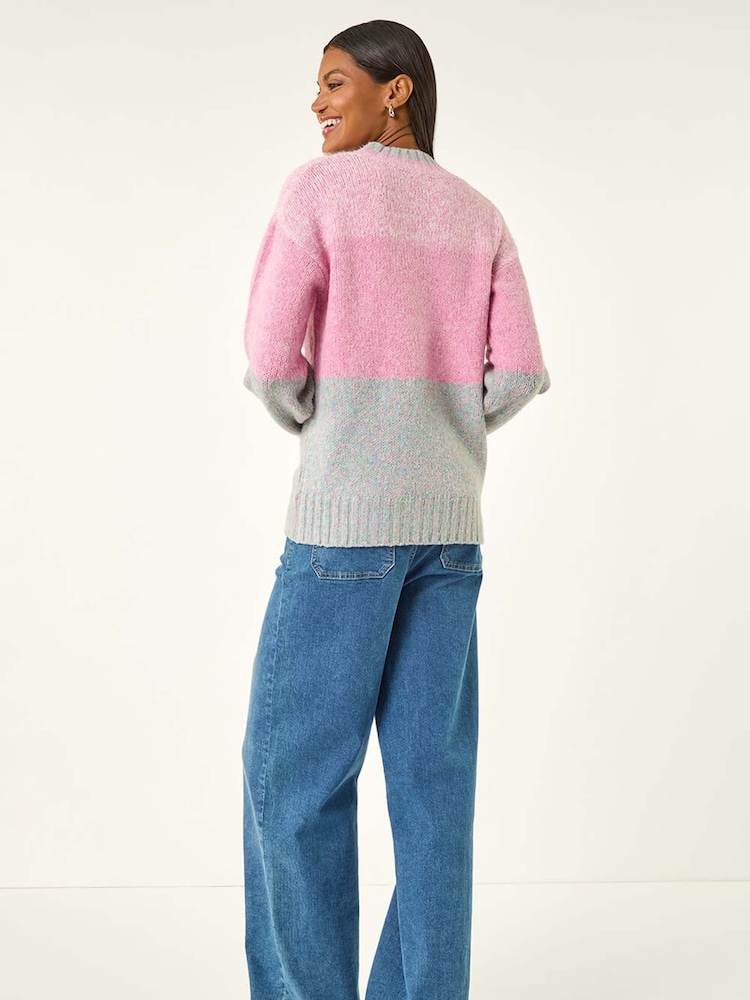 Roman Pink Colour Block Knit Jumper - Image 2 of 5