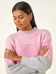 Roman Pink Colour Block Knit Jumper - Image 4 of 5