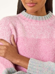 Roman Pink Colour Block Knit Jumper - Image 5 of 5