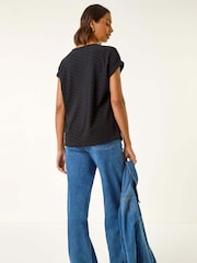 Roman Black Textured Short Sleeve Stretch T-Shirt - Image 3 of 5