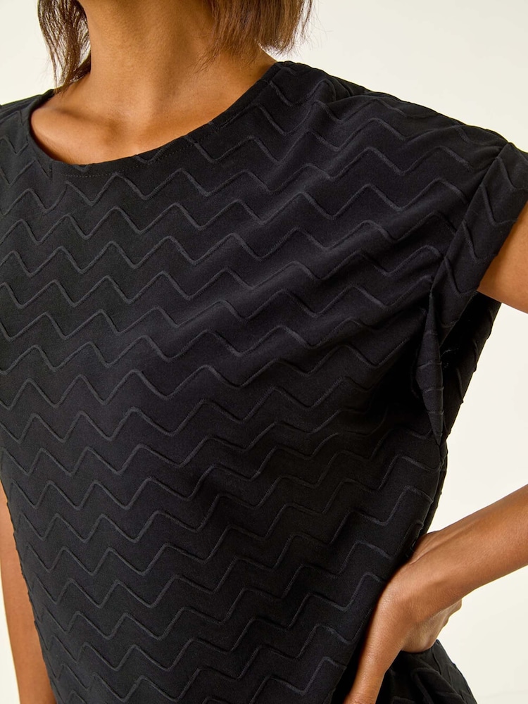 Roman Black Textured Short Sleeve Stretch T-Shirt - Image 5 of 5
