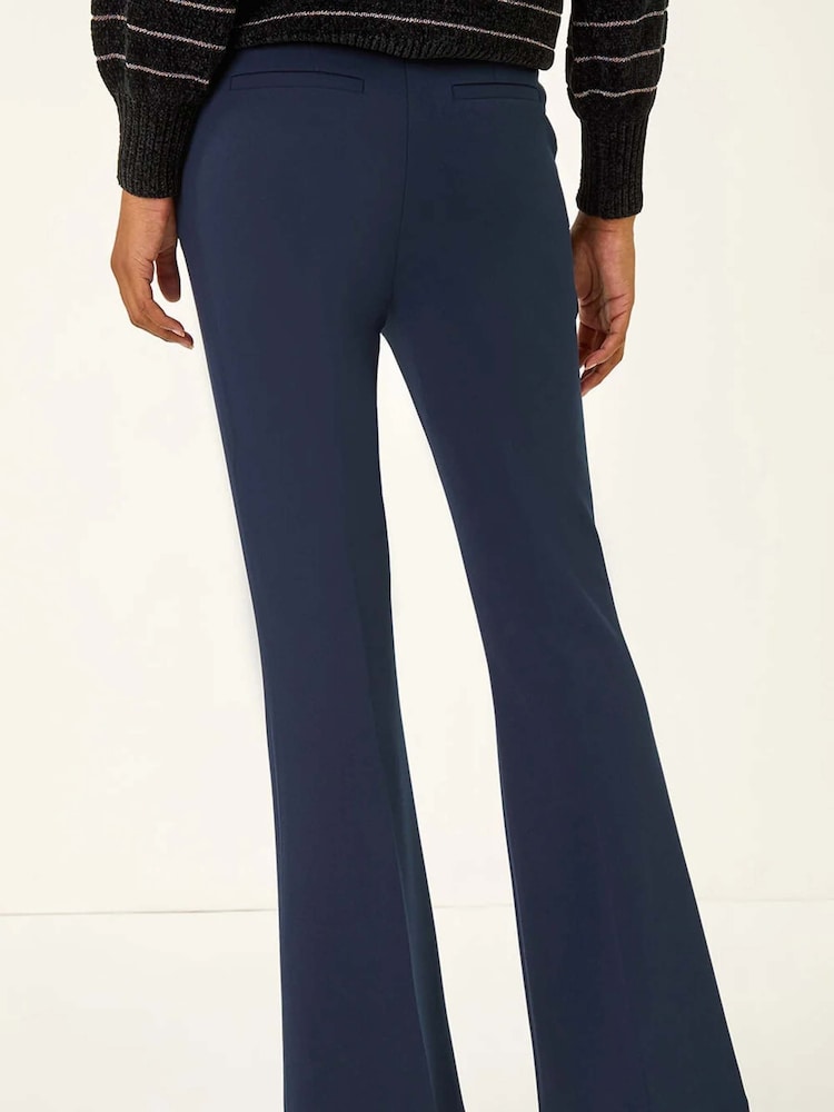 Roman Blue Short Bootcut Stretch Trousers - Image 2 of 5 Roman Blue Short Bootcut Stretch Trousers - Image 2 of 5
