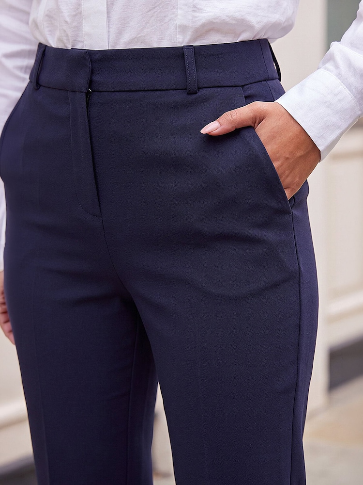 Roman Blue Short Bootcut Stretch Trousers - Image 4 of 4