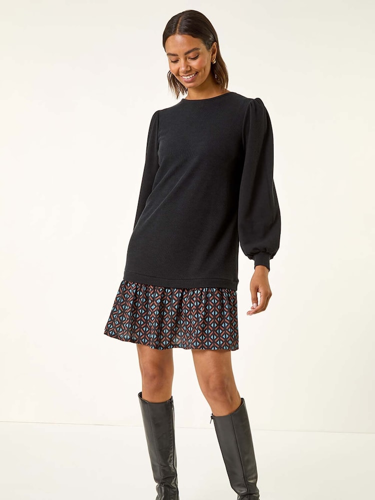 Roman Black Geometric Mix Print Mini Dress - Image 2 of 5