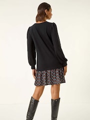 Roman Black Geometric Mix Print Mini Dress - Image 3 of 5