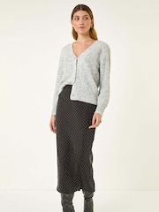 Roman Black Diamante Stretch Pencil Midi Skirt - Image 2 of 5