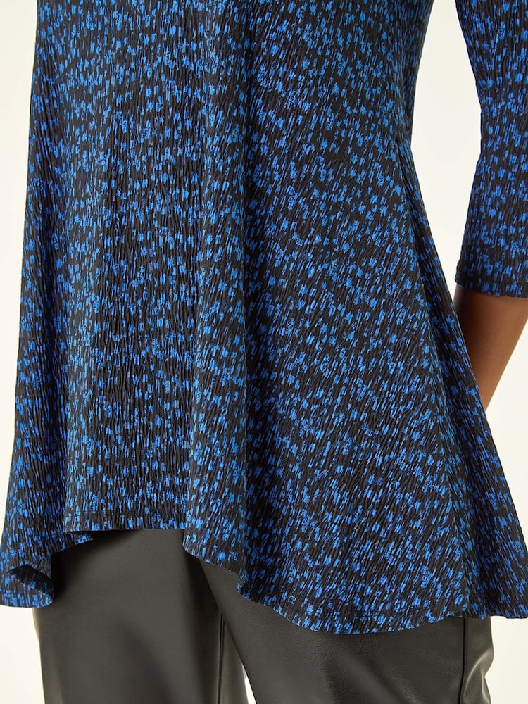 Roman Blue Spot Print Tunic Stretch Top - Image 5 of 5 Roman Blue Spot Print Tunic Stretch Top - Image 5 of 5
