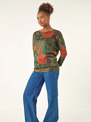 Roman Green Patchwork Print Snit T-Shirt - Image 2 of 5