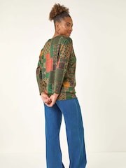 Roman Green Patchwork Print Snit T-Shirt - Image 3 of 5