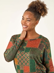 Roman Green Patchwork Print Snit T-Shirt - Image 4 of 5