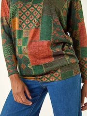 Roman Green Patchwork Print Snit T-Shirt - Image 5 of 5