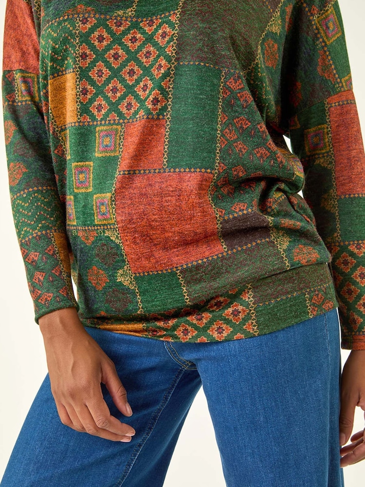 Roman Green Patchwork Print Snit T-Shirt - Image 5 of 5