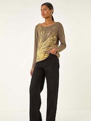 Roman Green Metallic Foil Print Knit Jumper - Image 3 of 5