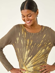 Roman Green Metallic Foil Print Knit Jumper - Image 4 of 5
