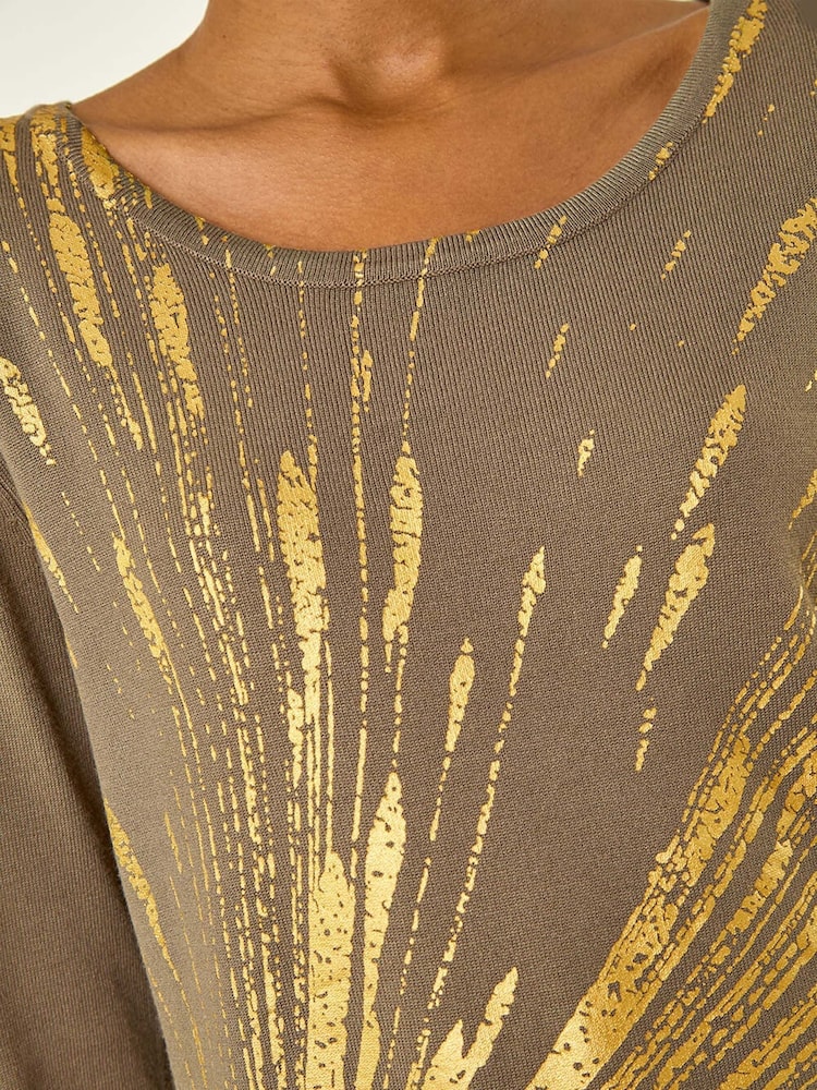 Roman Green Metallic Foil Print Knit Jumper - Image 5 of 5