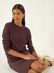 Roman Brown Cable Knitted Elastic Waist Skirt - Image 1 of 5