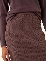 Roman Brown Cable Knitted Elastic Waist Skirt - Image 5 of 5