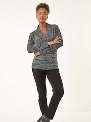 Roman Grey Longline Buttoned Knit Jumper - Image 1 of 5