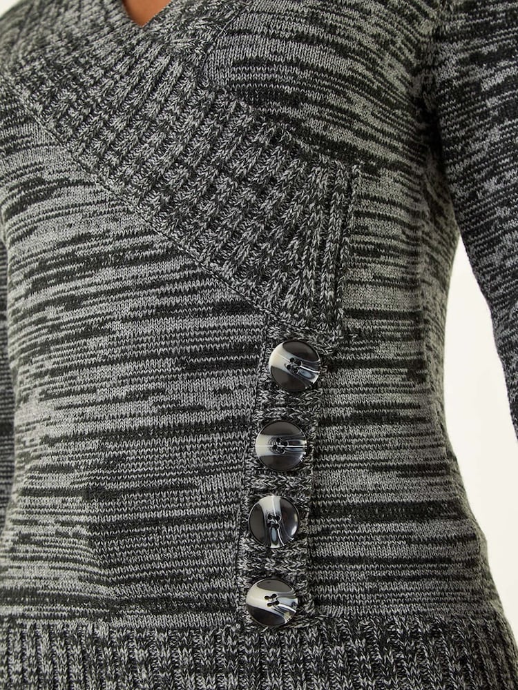 Roman Grey Longline Buttoned Knit Jumper - Image 5 of 5