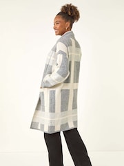 Roman Grey Check Longline Pocket Cardigan - Image 3 of 5