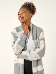 Roman Grey Check Longline Pocket Cardigan - Image 4 of 5