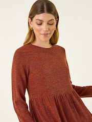 Castanho - Vestido Roman texturizado com babados - Imagem 4 de 5