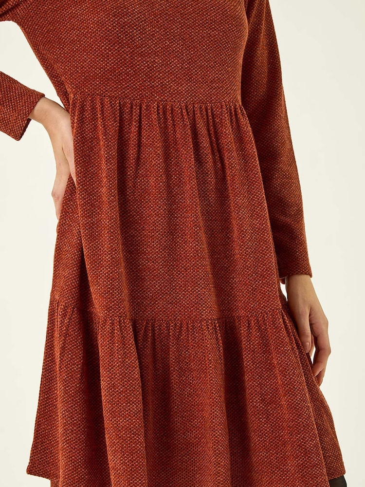 Castanho - Vestido Roman texturizado com babados - Imagem 5 de 5