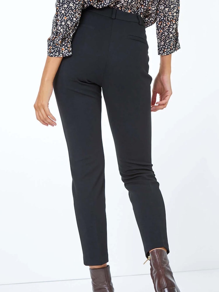 Roman Black Tapered Short Stretch Trousers - Image 2 of 4