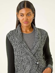 Roman Grey Textured Knit Wrap Cardigan - Image 4 of 5