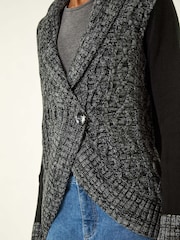 Roman Grey Textured Knit Wrap Cardigan - Image 5 of 5