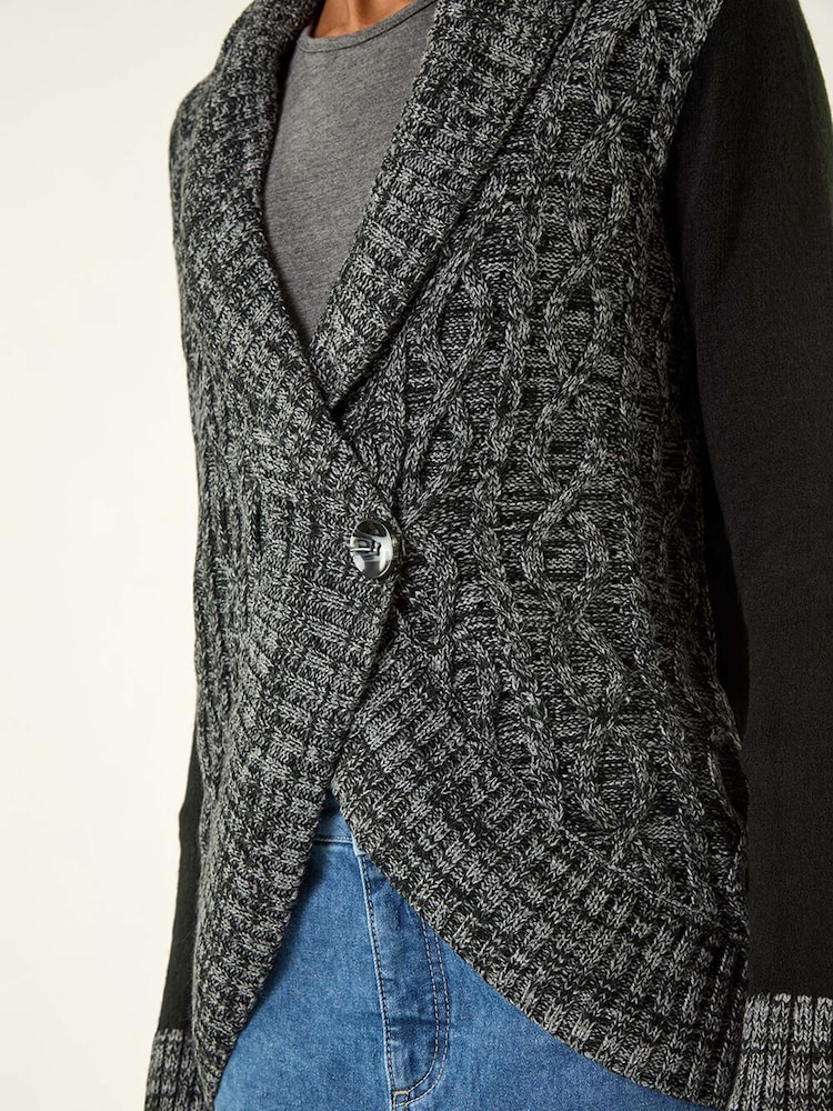 Roman Grey Textured Knit Wrap Cardigan - Image 5 of 5