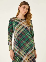 Roman Green Check Print Swing Pocket Dress - Image 1 of 5