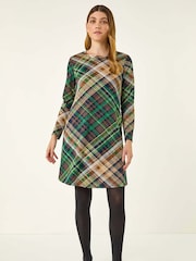 Roman Green Check Print Swing Pocket Dress - Image 2 of 5