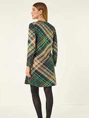 Roman Green Check Print Swing Pocket Dress - Image 3 of 5