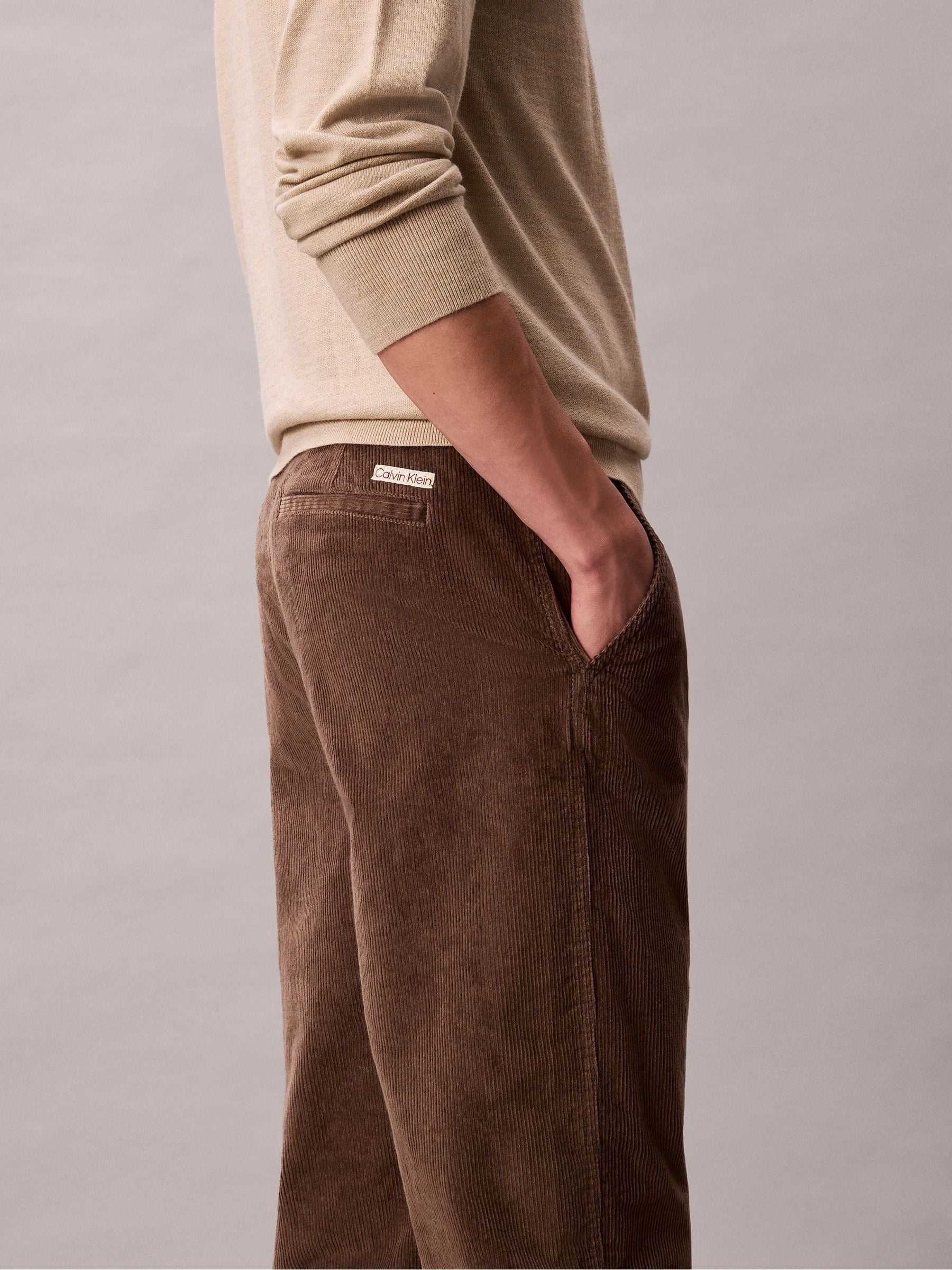 Buy Calvin Klein Brown 90's Straight Corduroy Chino Trousers from